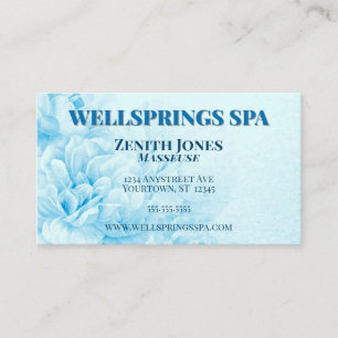 Carte De Visite Massage Spa à fleurs bleues