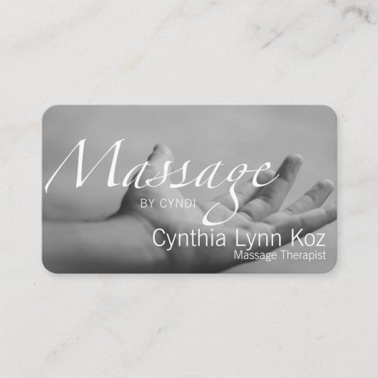 Carte De Visite Massage Text One Hand Photo Background (Devant)