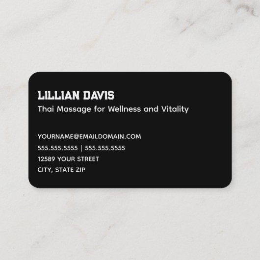 Carte De Visite Massage thaïlandais (Dos)