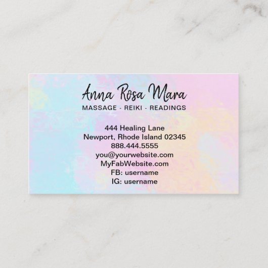 Carte De Visite *~* Massage Thérapie Abstraite (Dos)