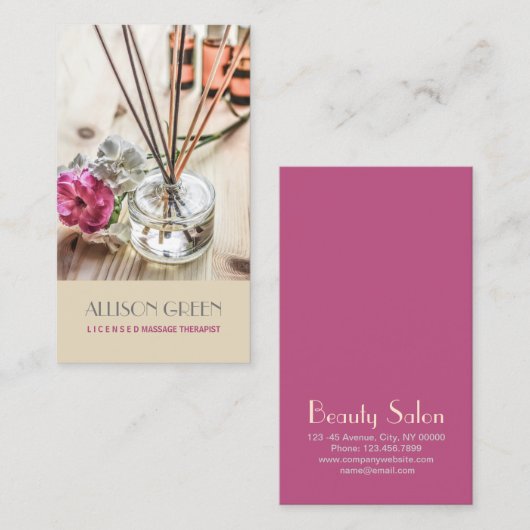 Carte De Visite Massage Thérapie Aromathérapie à l'huile essentiel (Devant / Derrière)