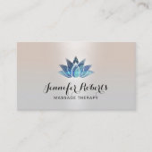 Carte De Visite Massage Thérapie Blue Lotus Moderne Salon d'argent (Devant)