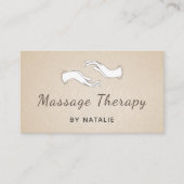 Carte De Visite Massage Thérapie Boho Script Moderne Mains de guér (Devant)