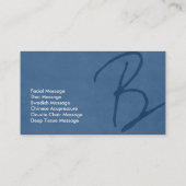Carte De Visite Massage Thérapie Élégant Script Navy Blue (Dos)