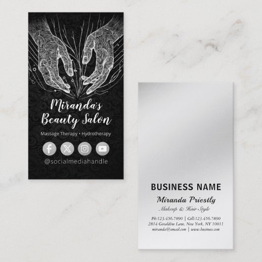 Carte De Visite Massage Thérapie Guérison Mains Énergie Spa Bien-ê (Devant / Derrière)