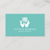 Carte De Visite Massage Thérapie Guérison Mains et Fleur Spa Turqu (Devant)