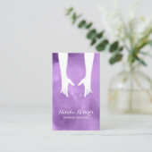 Carte De Visite Massage Thérapie Guérison Mains Spa Élégant Violet (Debout devant)