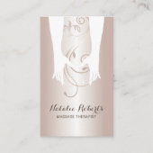 Carte De Visite Massage Thérapie Guérison Mains Spa Rose Or (Devant)