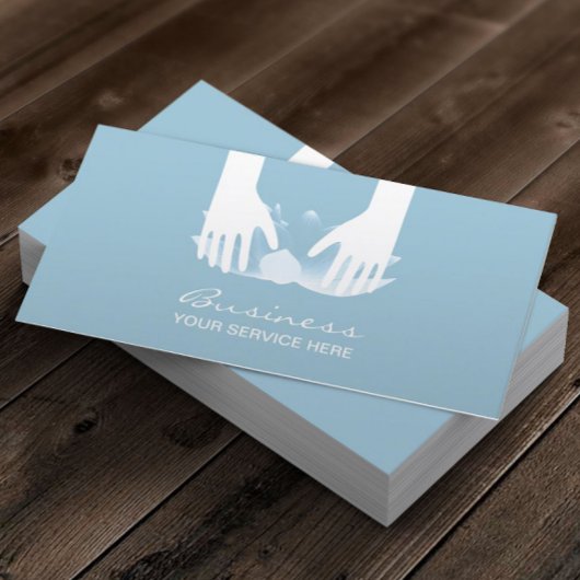 Carte De Visite Massage Thérapie Healing Hands & Blue Lotus Flower