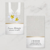 Carte De Visite Massage Thérapie Healing Hands Spa en lin argent (Devant / Derrière)