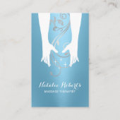 Carte De Visite Massage Thérapie Healing Hands Spa Moderne bleu (Devant)