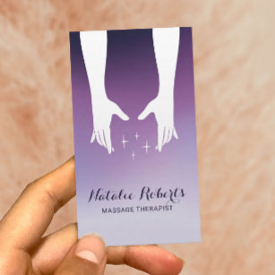 Carte De Visite Massage Thérapie Healing Hands Spa Purple Ombre