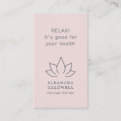 Carte De Visite Massage Thérapie Lotus Logo rose pâle (Devant)