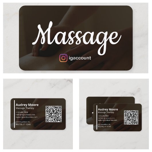 Carte De Visite Massage Thérapie Modèles Design holistique Massage