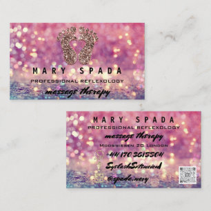 Carte De Visite Massage Thérapie Réflexologie Pieds Rose Parties