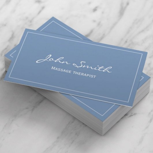 Carte De Visite Massage Thérapie Simple bleu clair