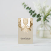 Carte De Visite Massage Thérapie Spa Guérison Mains et Fleur Vinta (Debout devant)