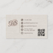 Carte De Visite Massage Therapist Beige Linen Elegant QR Code (Dos)