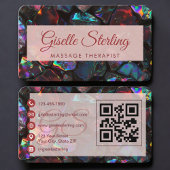 Carte De Visite Massage Therapist Black Opal QR Code
