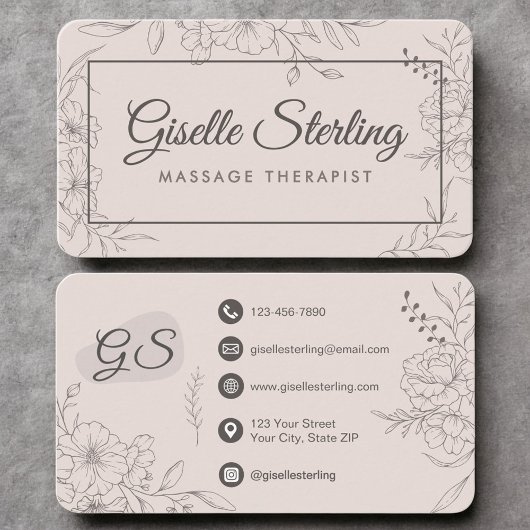 Carte De Visite Massage Therapist Blush Pink Floral