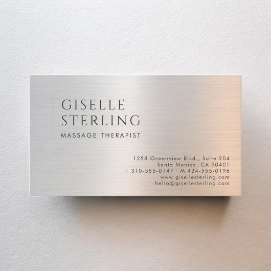 Carte De Visite Massage Therapist Brushed Metal