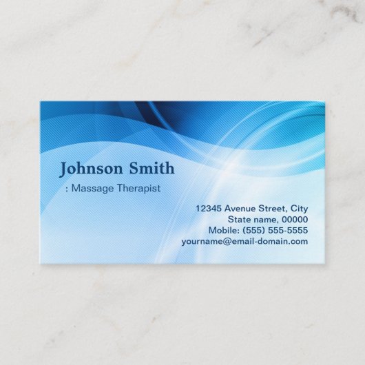 Carte De Visite Massage Therapist - Créatif bleu moderne (Devant)