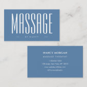 Carte De Visite Massage Therapist Dusty Blue  (Devant / Derrière)