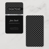 Carte De Visite Massage Therapist - Élégant À damiers noir (Devant / Derrière)