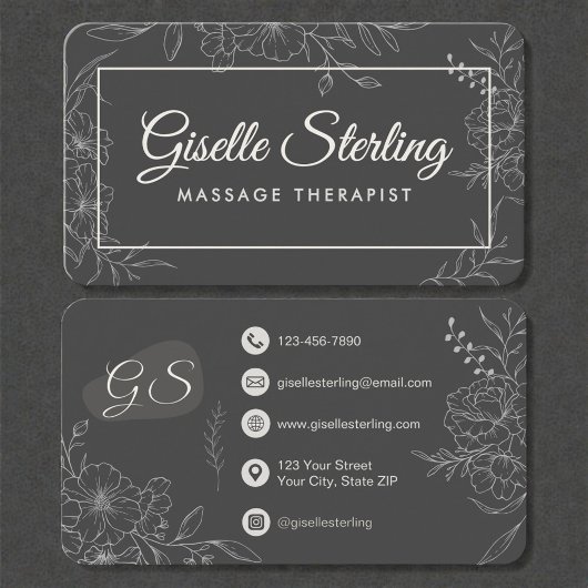 Carte De Visite Massage Therapist Floral