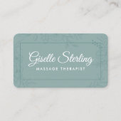 Carte De Visite Massage Therapist Green Teal Floral  (Devant)
