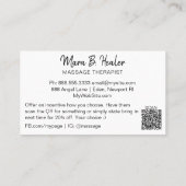 Carte De Visite *~* Massage Therapist Massage Therapy Logo Code QR (Dos)