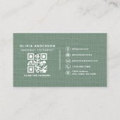 Carte De Visite Massage Therapist Photo Linen Sage Green  (Dos)