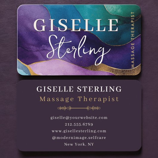 Carte De Visite Massage Therapist Purple