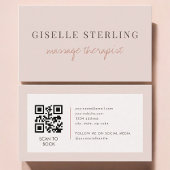 Carte De Visite Massage Therapist QR Code Blush Pink 