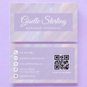 Carte De Visite Massage Therapist QR Code Iridescente Opal