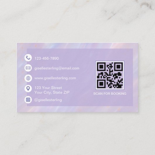 Carte De Visite Massage Therapist QR Code Iridescente Opal (Dos)