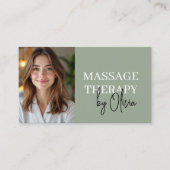 Carte De Visite Massage Therapist Sage Green Photo (Devant)