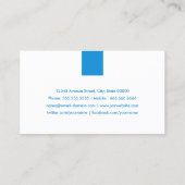 Carte De Visite Massage Therapist - Simple Aqua Blue (Dos)