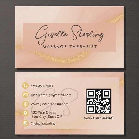 Carte De Visite Massage Therapist Watercolor QR Code