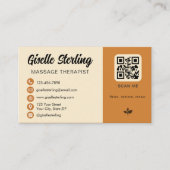 Carte De Visite Massage Therapist Yellow Orange QR Code Photo (Devant)