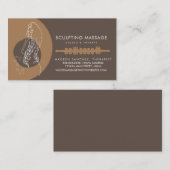 Carte De Visite Massage Thérapiste Bois Thérapie Corps de sculptur (Devant / Derrière)