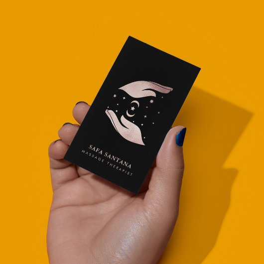 Carte De Visite Massage Thérapiste Healing Hands Rose Parties scin