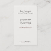 Carte De Visite Massage Thérapiste Henné Dragonfly Tattoo main 2 (Dos)