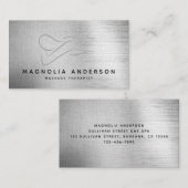 Carte De Visite Massage Thérapiste Huile d'Argent Métal brossé (Devant / Derrière)