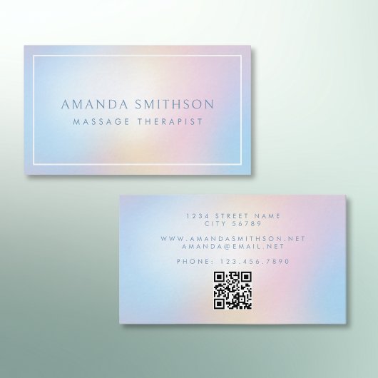 Carte De Visite Massage Thérapiste léger Gradient doux Code QR