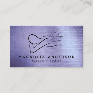 Carte De Visite Massage Thérapiste Purple Foil Brossé Métal