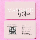 Carte De Visite Massage Thérapiste QR Code rose pâle