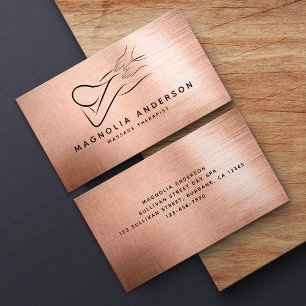 Carte De Visite Massage Thérapiste Rose Gold Foil Métal brossé