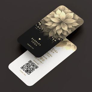 Carte De Visite Massage Thérapiste Spa Élégant noir blanc Lotus