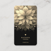 Carte De Visite Massage Thérapiste Spa Élégant noir blanc Lotus (Devant)